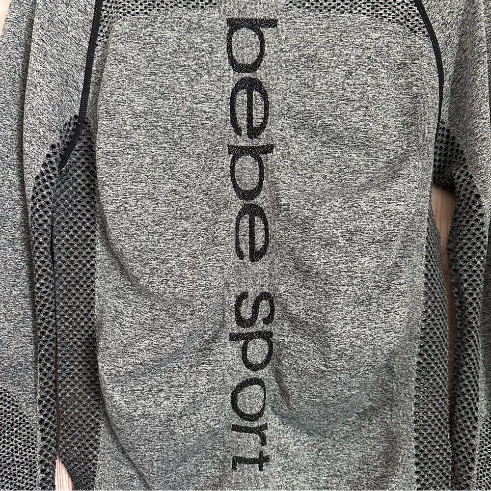 Bebe Sport Gray Long Sleeve Mesh Detail Zip Up Athletic Jacket Size Size L - Picture 12 of 15
